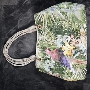 Paolo Masi Made in Italy Genuine Leather Handbag Parrot AOP